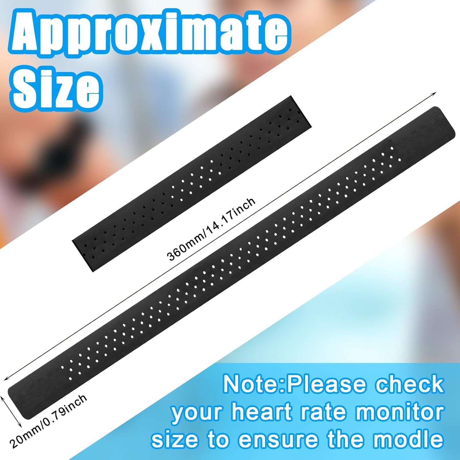 Oudain 4 Pcs Heart Rate Monitor Replacement Strap Band, Soft Heart Rate Monitor Armband Strap, Theory Fitness Adjustable(0.8 x 14.2 Inch,Black) - Image 2