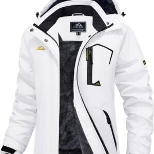 MAGCOMSEN Womens Ski Jacket Waterproof Insulated Snow Jacket Warm Windproof Winter Coats with Hood Fleece Lined Jacket
