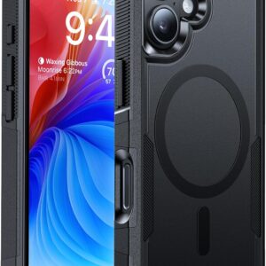 Magnetic for iPhone 17 Case Military-Grade Dual-Layer Shockproof, Heavy Duty Rugged Protection Phone Case [Fit for MagSafe] Anti-Fingerprint Anti-Scratch for iPhone17 Cover 6.3″, Black