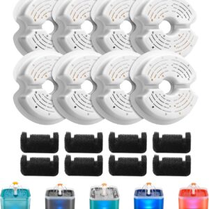 AONBOY Cat Water Fountain Filters, Suitable for AONBOY Pet Fountain F2, Cat Fountain Filters(8 Filters + 8 Sponges)