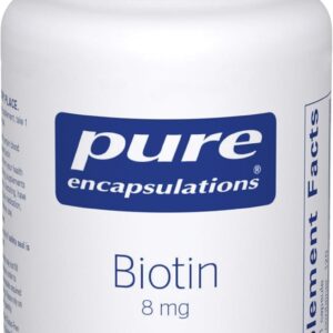 Pure Encapsulations Biotin 8 mg – B Vitamin Supplement to Aid Stress Relief, Hair, Skin & Nail Strengthening, Metabolism, Carbohydrate Support & Nervous System* – with Premium Biotin – 120 Capsules