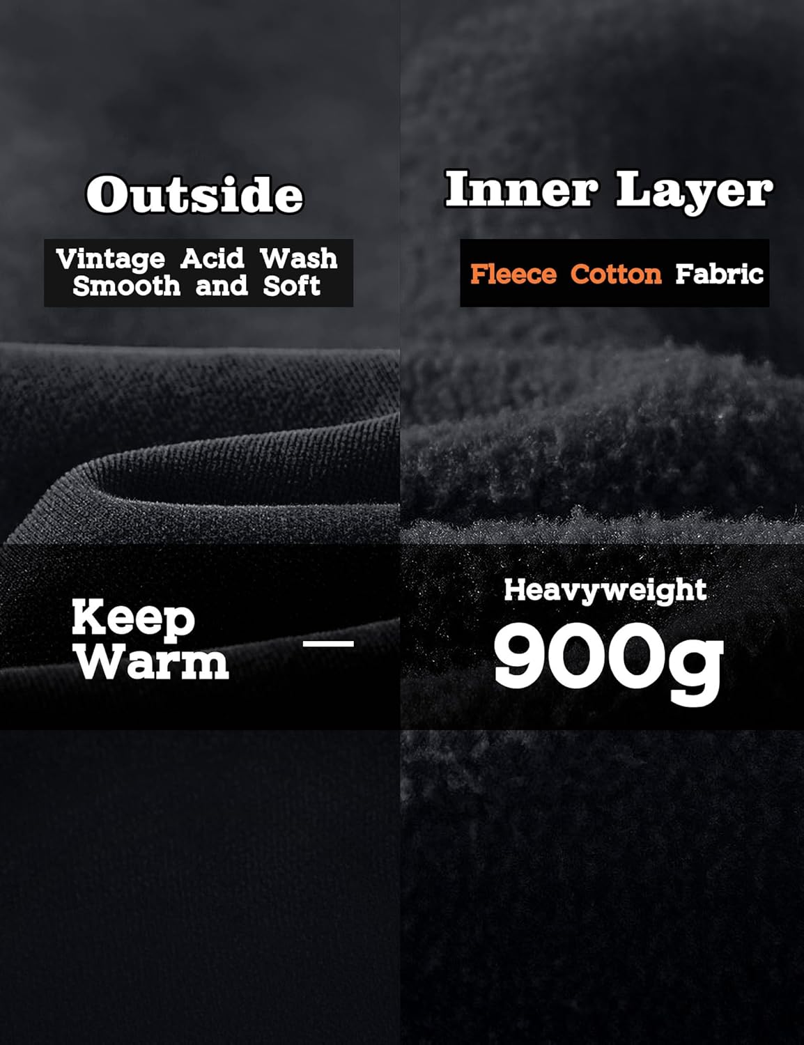 FAIABLE Mens Hoodies Oversized Unisex Acid Wash Hoodie Heavyweight Fleece Vintage Cotton Sweatshirt Men Women Streetwear - Image 5