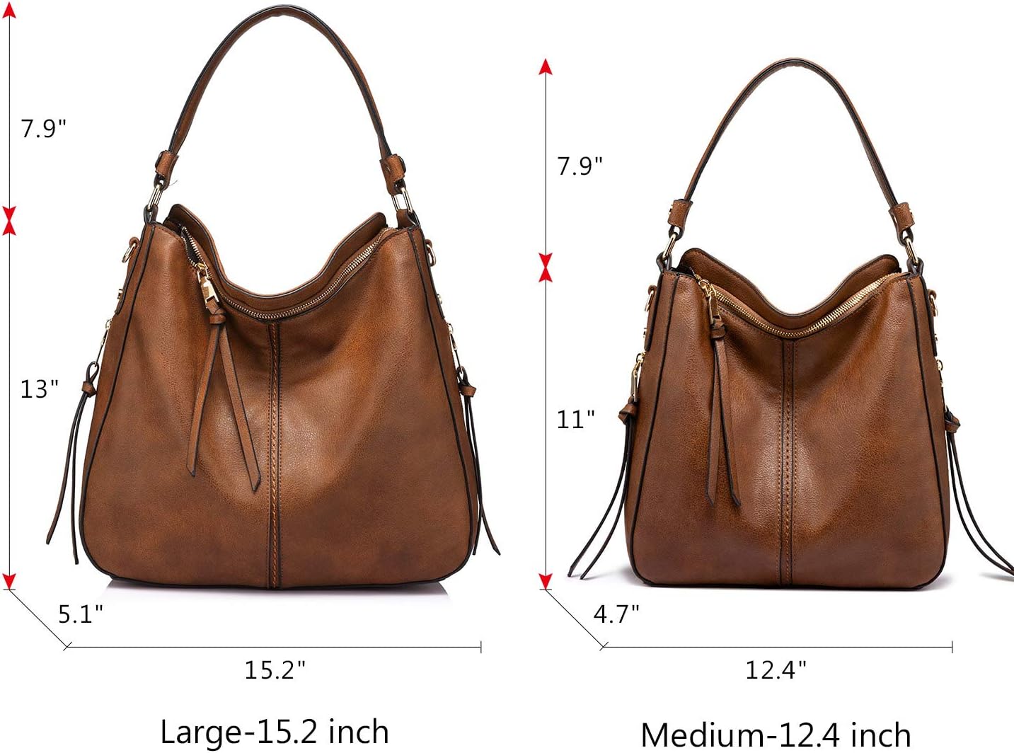 Realer Hobo Crossbody Bags for Women Designer Faux Leather Hobo Handbags Retro Large Size Shoulder Bag Bucket Purse - Image 9