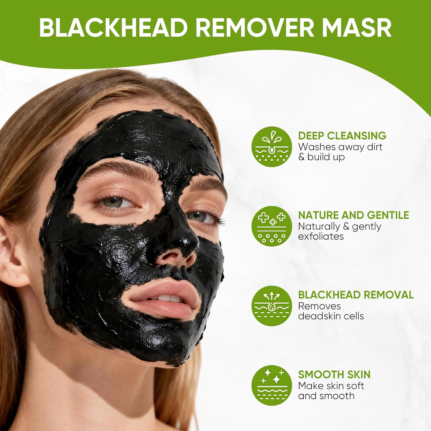 IREV Blackhead Remover Mask, Bamboo Charcoal Peel Off Mask, Charcoal Face Mask for Deep Cleansing, Blackheads, Acne, Dirts, Pores And Skin Oil, Suitable for All Skin Types - Image 2