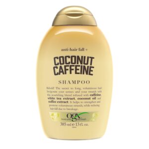 OGX Anti-Hair Fall + Coconut Caffeine Strengthening Shampoo with Caffeine, Coconut Oil & Coffee Extract, 13 Fl Oz