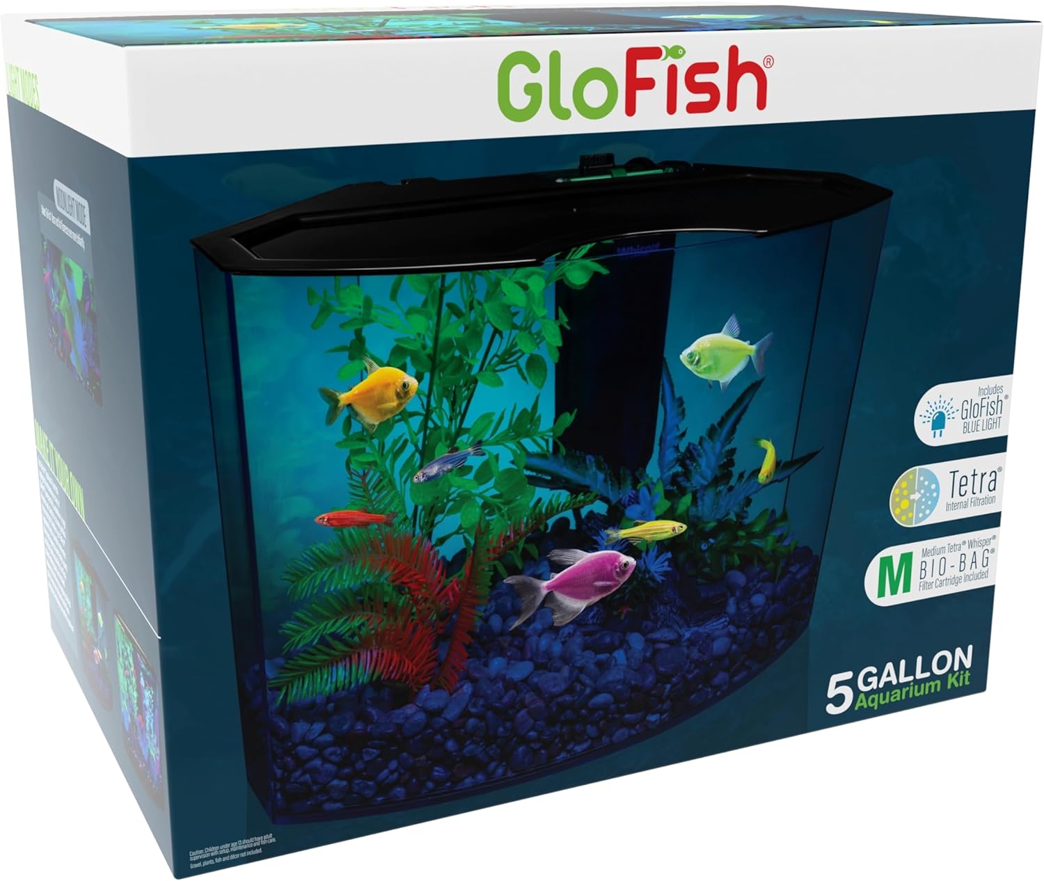 GloFish Crescent Aquarium Kit 5 Gallons, Includes Hidden Blue LED Light And Internal Filter - Image 3