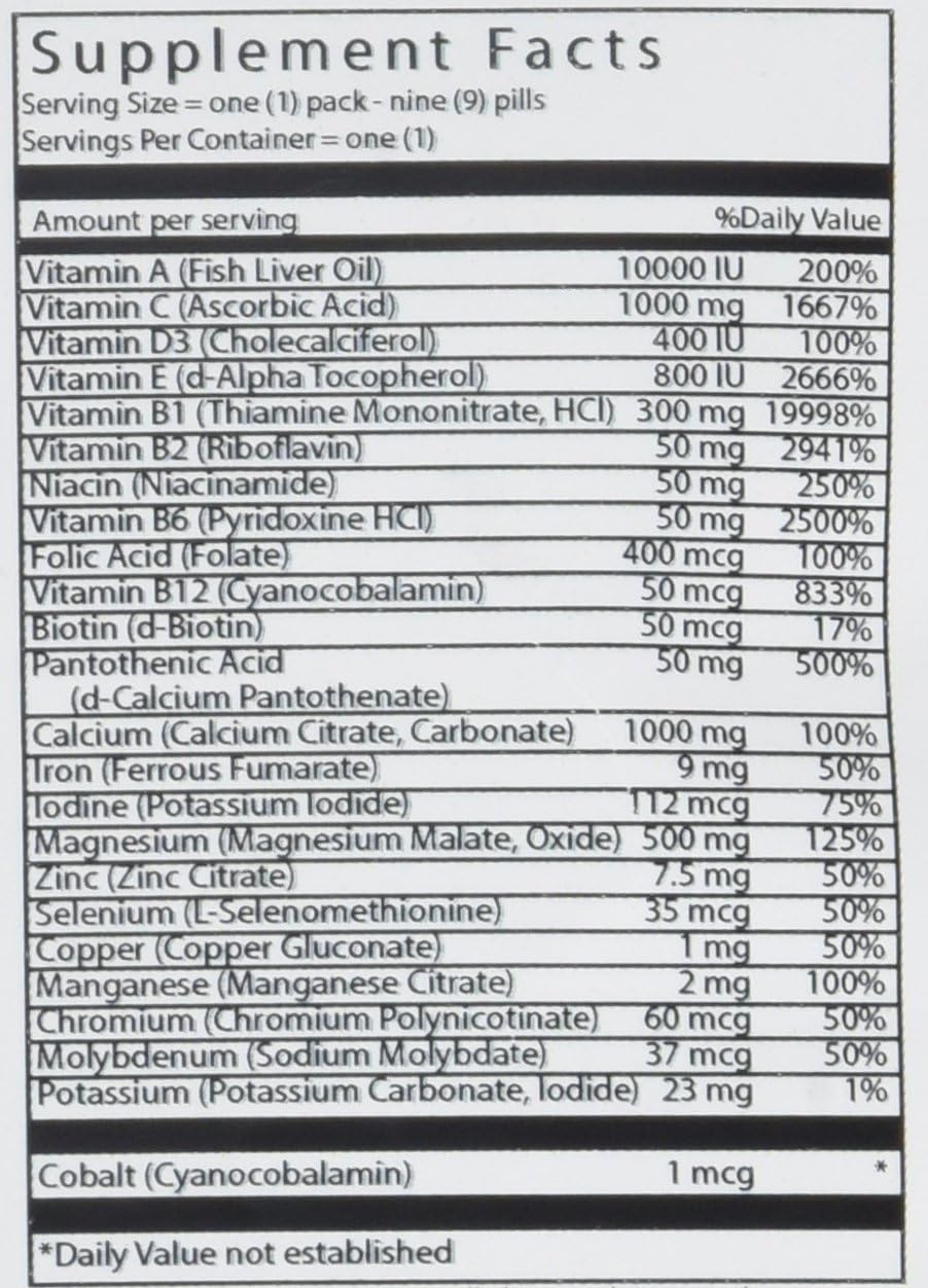 Vital Bulk Daily Health Kit Packet Multivitamins & Mineral 30 Count Box - Multivitamin for Men & Women - Contains Vitamin C 1000mg A D E K B Complex B12 Iron Calcium Magnesium & Potassium Supplement - Image 2