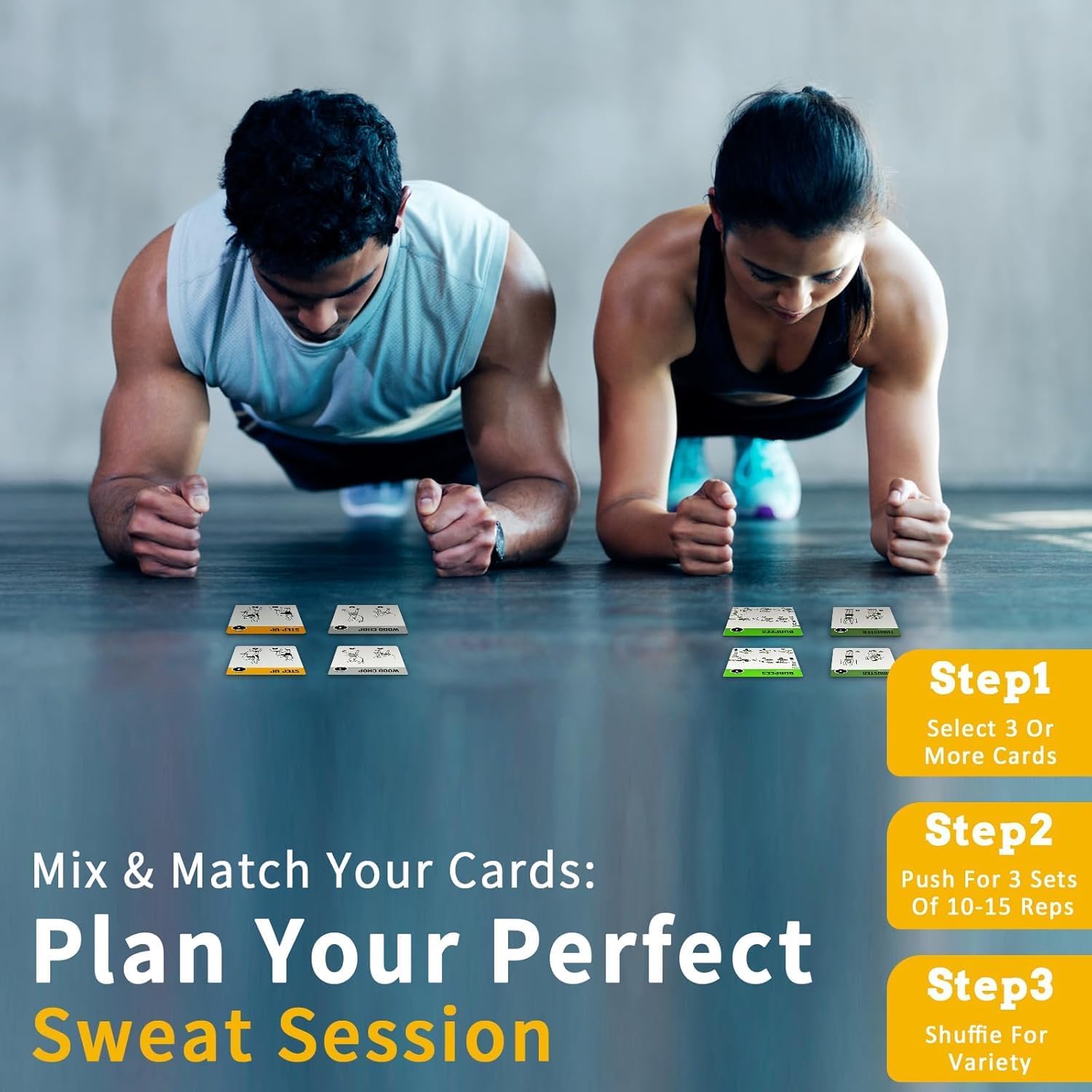 Gym Equipment Workout Cards, 62 Exercises Cards Deck Large Size 5" x 3.5" Fitness Cards for Women & Men, Beginner Fitness Guide to Training Exercises at Home or Gym - Image 7