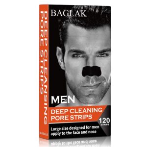 Men Blackhead Pore Strips – 120 Strips – Deep Cleansing – Face Nose Pores – Blackheads Removal – Large Size For Nose+Face