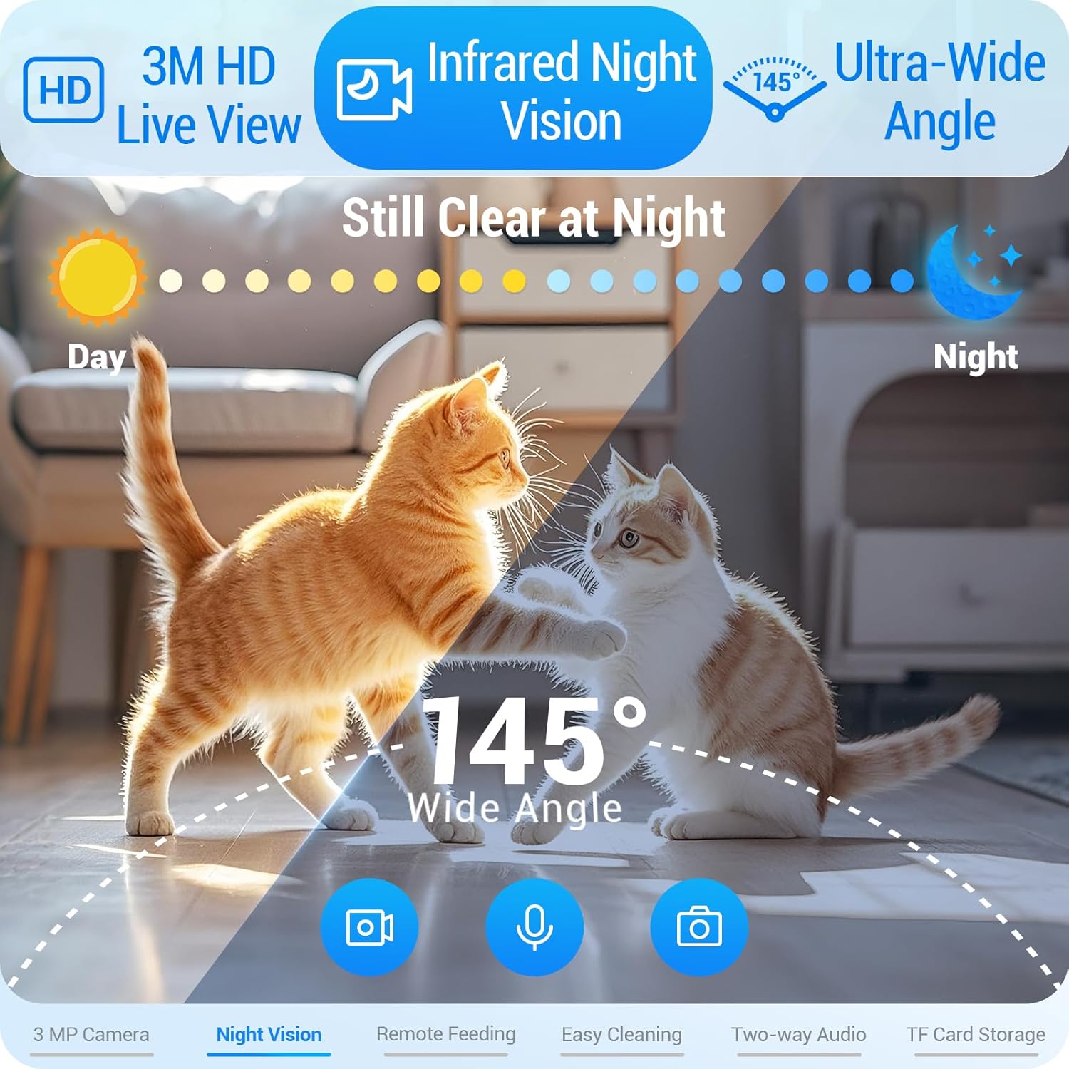 Frienhund Automatic Cat Feeder with 2K Camera: 5G WiFi Automatic Dog Feeder with Night Vision,Cat Food Dispenser with 7L Large Food Storage Container for Multiple Pet,Detachable for Easy Clean -29 Cup - Image 3