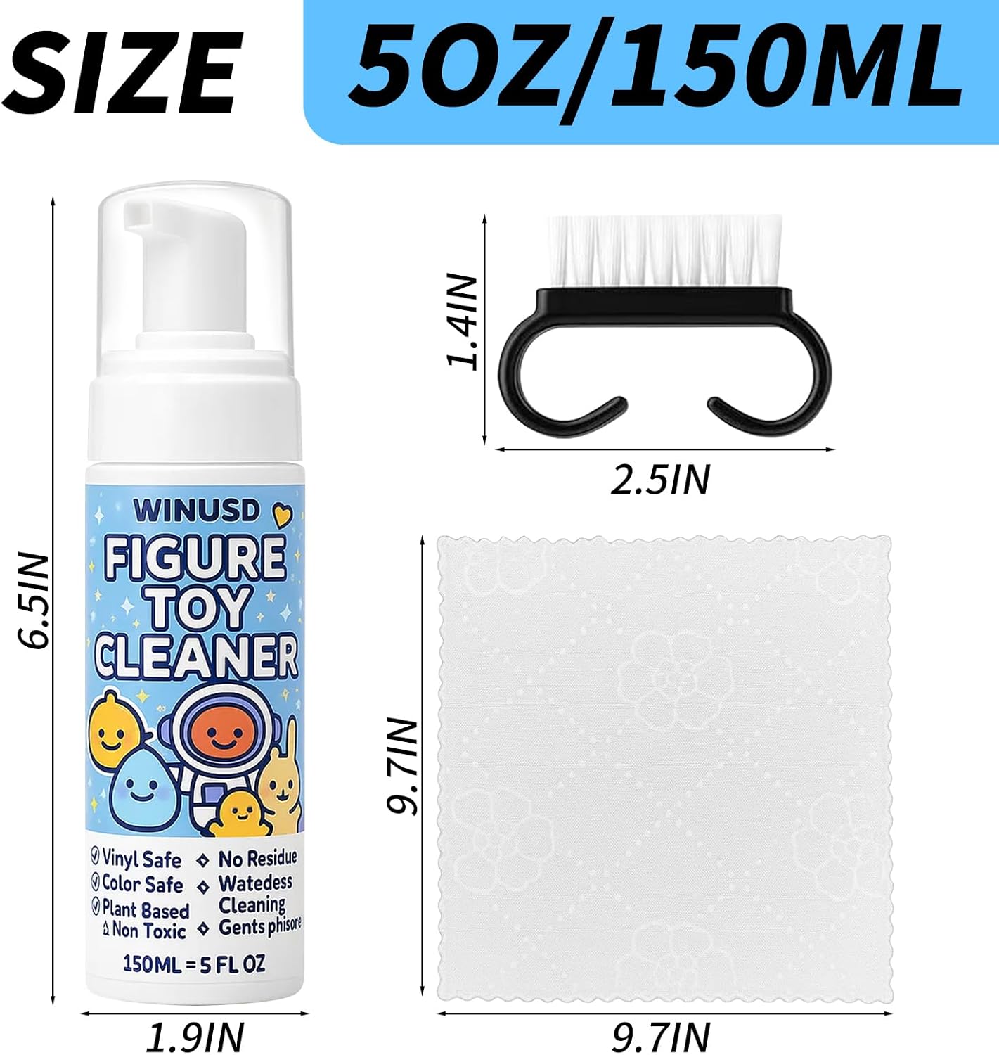 Figure & Plush Toy Cleaner - 5oz Foam Spray for Stuffed Animals & Soft Dolls with Brush & Cloth | No Rinse, Zero Residue, Color-Safe| Safe for Delicate Fabrics & Pets, Christmas Gifts for Plush Lovers - Image 2