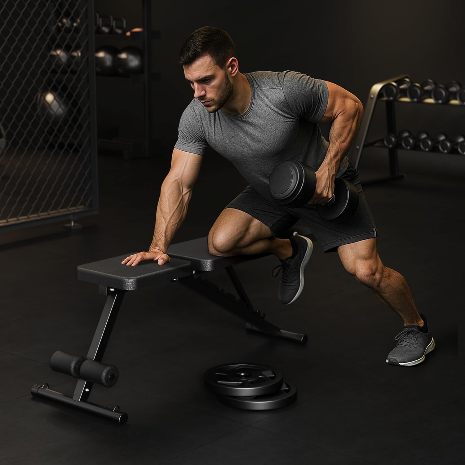 Adjustable Weight Bench for Home Gym, Foldable Workout Bench for Full Body Fitness Dumbbell Exercise, 600LBS Incline Decline Flat Bench with Resistance Bands for Strength Training - Image 7