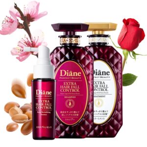 Moist Diane Thickening Shampoo and Conditioner Set + Revitalizing Scalp Serum, Anti-Thinning Shampoo & Conditioner for Women & Men with Keratin, Argan Oil in Japan, HAIR FALL Treatment 30.4+ 1.69Fl Oz