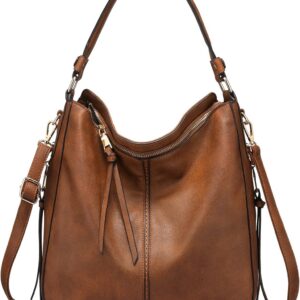 Realer Hobo Crossbody Bags for Women Designer Faux Leather Hobo Handbags Retro Large Size Shoulder Bag Bucket Purse