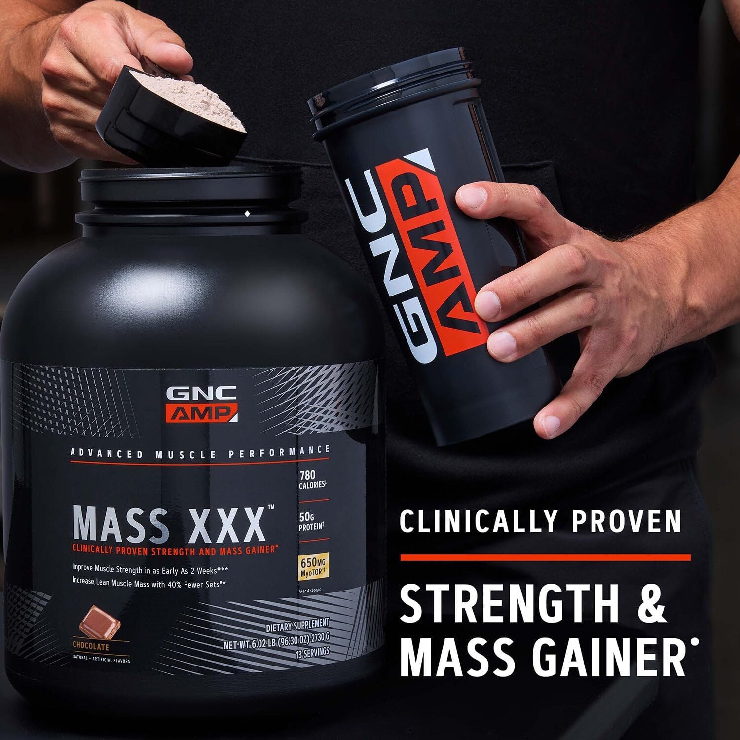 GNC AMP Mass XXX, Clinically Proven Weight Gainer Protein Powder, Improves Strength and Size, 780 Calories, 50g Protein, Micronized Amino Acids, Creatine, Betaine, Vanilla, 13 Servings, 6 Pounds - Image 7