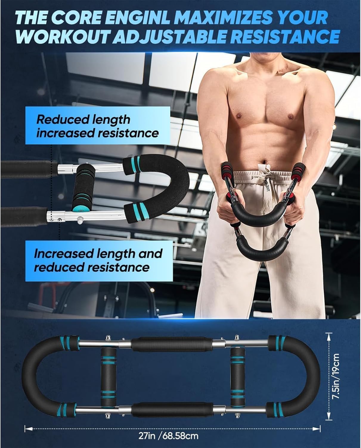 LYKAN Twister Arm Trainer, 40-100lb Adjustable Chest Workout Equipment, Arm Trainer, Twister Arm Trainer, Portable Power Twister Bar, Detachable Design Fitness Anywhere - Image 5