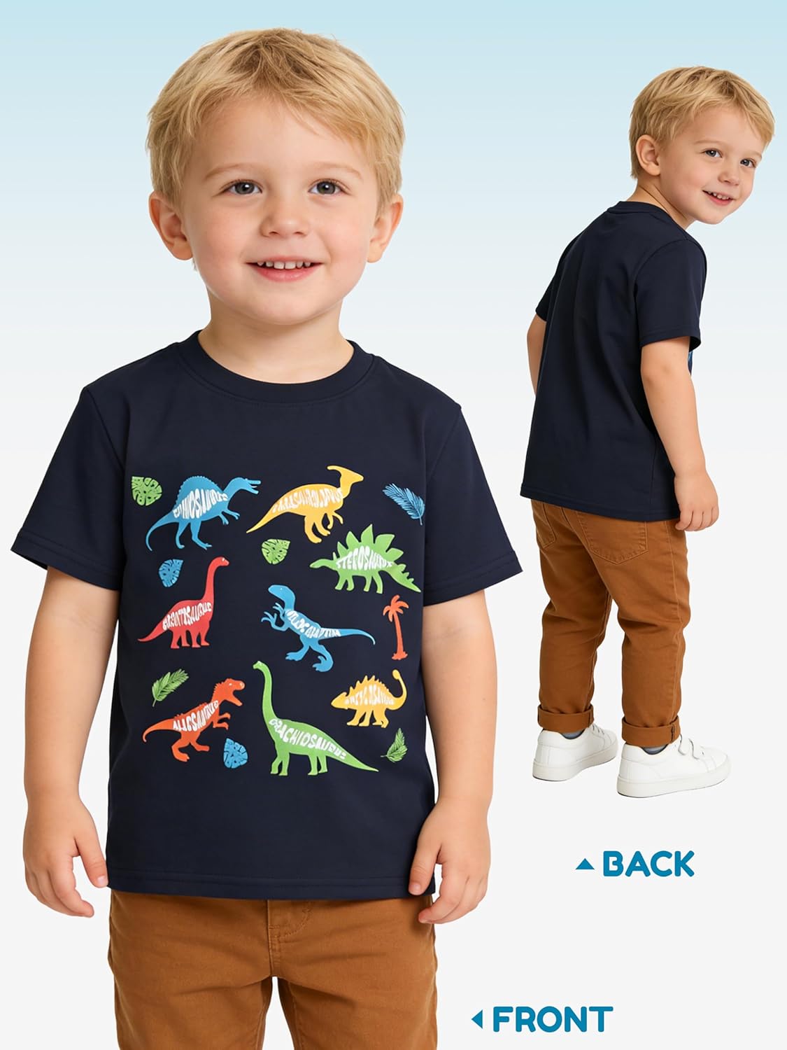 5 Pack Cotton Toddler Boys Girls Shirts Toddler Short Sleeve Animals Graphic T-Shirts Summer Tops Tees 2T-6Y - Image 2