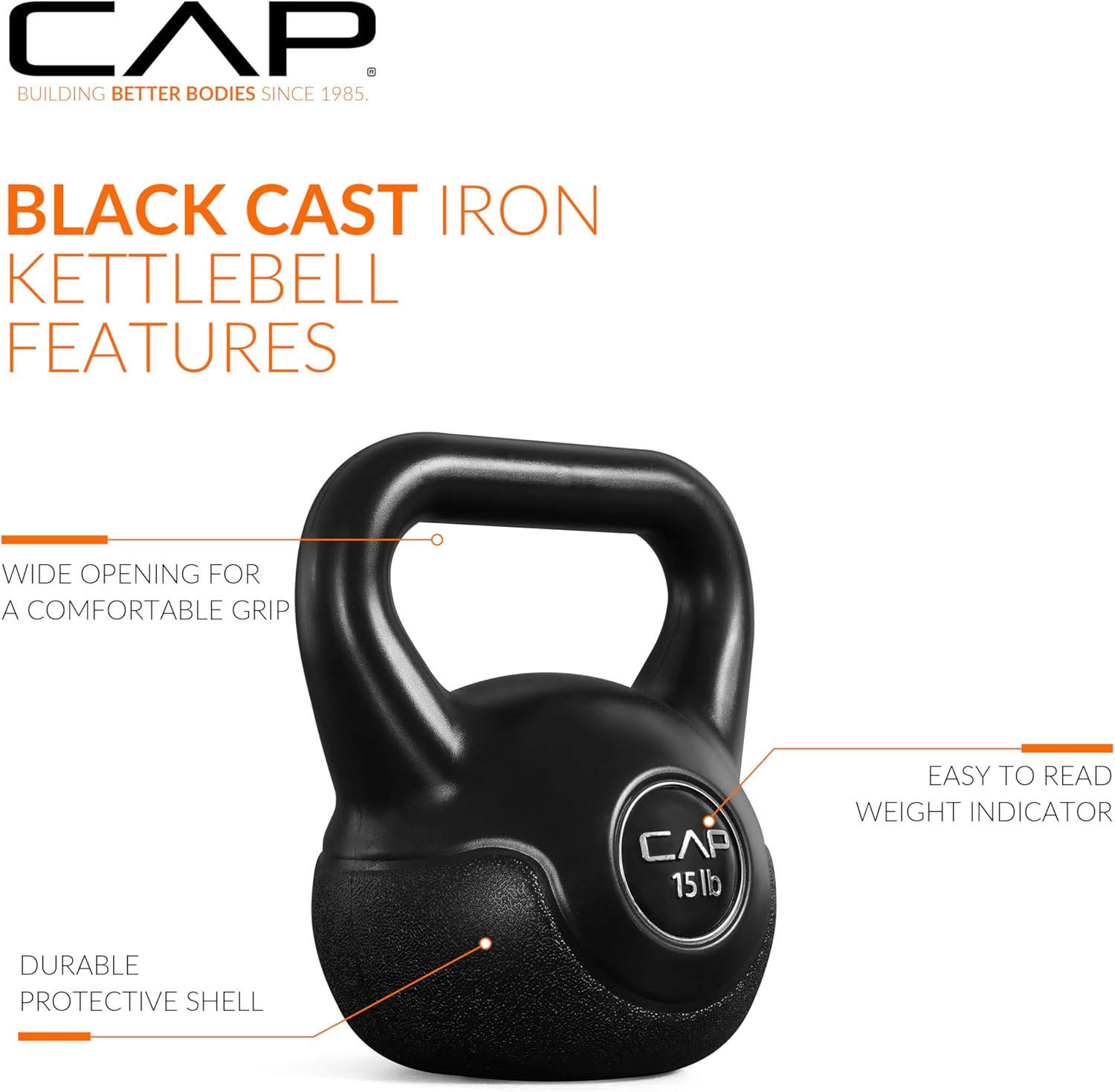 CAP Barbell 45 LB Cement Kettlebell Set – 10 lb, 15 lb & 20 lb Vinyl-Coated Kettlebells for Strength Training, Cardio, Cross Training & Home Gym Workouts - Image 3