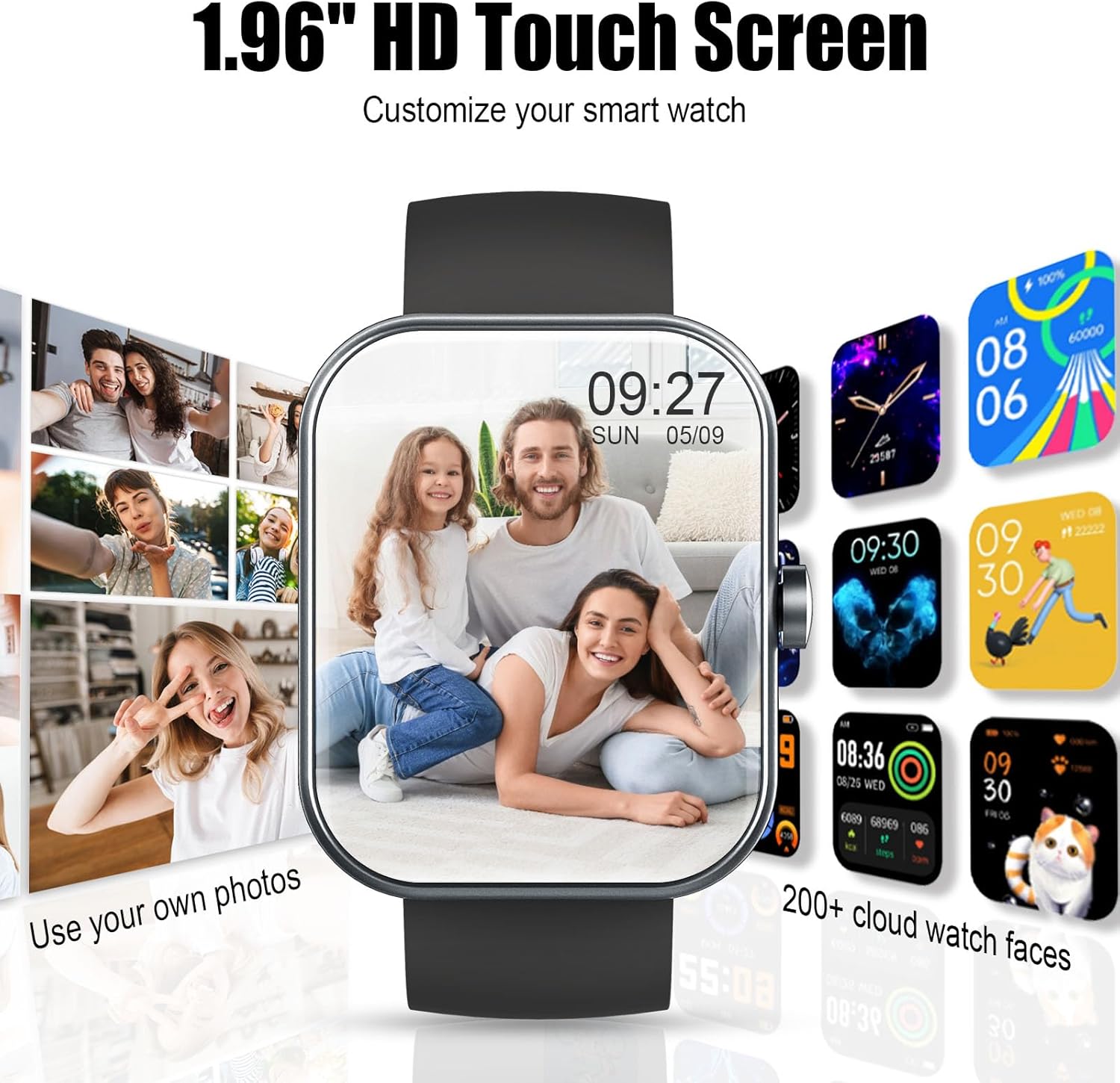 2026 Smart Watch for Men Women (Answer/Make Call), 1.96" HD Fitness Tracker Running Watch, IP68 Waterproof,Pedometer, Sleep/Step/Activity/Heart Rate Monitor,110+ Sport Mode Smartwatch for iOS Android - Image 6