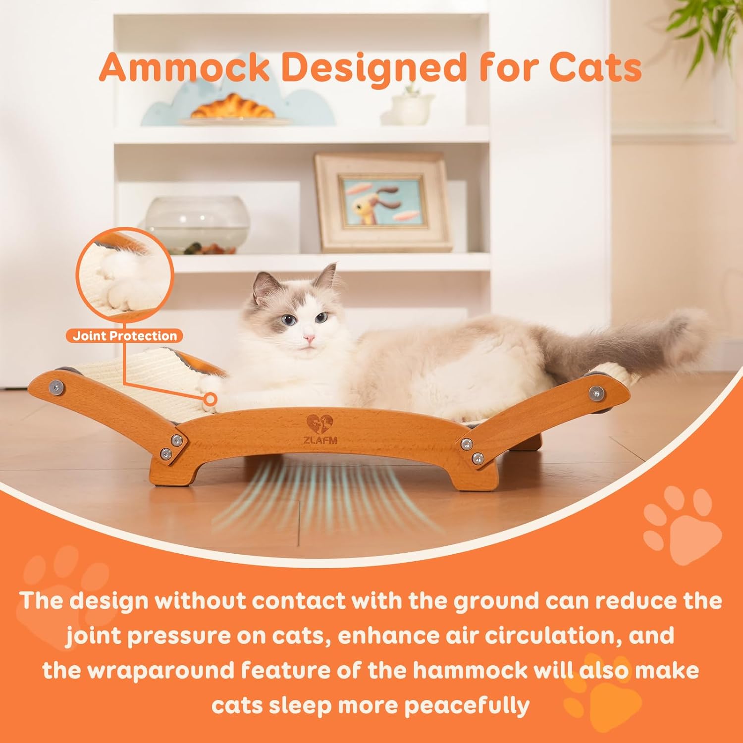 Extra-Larger Sisal Cat Scratcher Bed, Durable Cat Scratching Post with Hammock for Indoor Cats Lounger & Sleep & Scratch, Natural Sisal Cat Scratch Pad, Sturdy Solid Wood Frame (Upgraded Extra-Larger) - Image 6