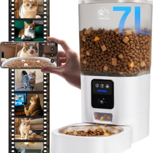 Frienhund Automatic Cat Feeder with 2K Camera: 5G WiFi Automatic Dog Feeder with Night Vision,Cat Food Dispenser with 7L Large Food Storage Container for Multiple Pet,Detachable for Easy Clean -29 Cup