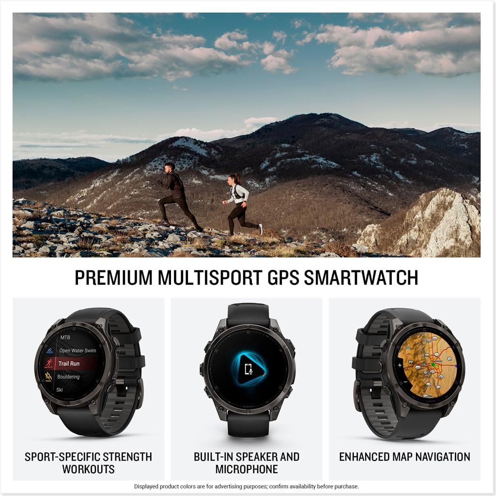 Garmin fēnix® 8 – 47 mm, AMOLED, Sapphire, Premium Multisport GPS Smartwatch, Long-Lasting Battery Life, Dive-Rated, Built-in LED Flashlight, Carbon Gray DLC Titanium with Pebble Gray Band - Image 3