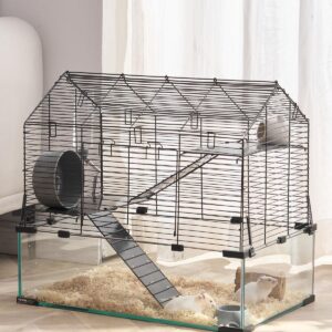 VEVOR Hamster Cage, 360° Viewing Transparent Hamster Habitats, Small Animal Cage, 22.8 x 15 x 21.3 in, Ventilated Pet Mouse Cages with Water Bottle, Portable Hamster House for Rats, Guinea Pigs