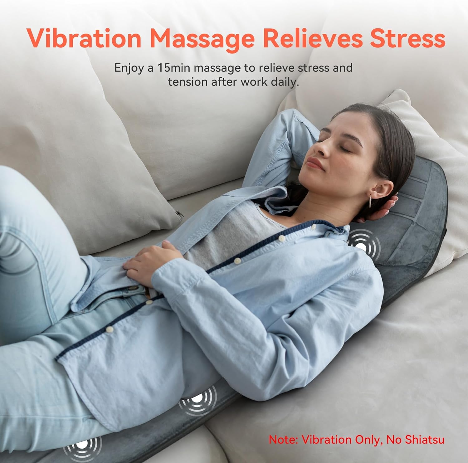 CuPiLo Massager Pad, Back Massager with Heat and 10 Vibrating Motors for Pain Relief, Body Massage for Back, Lumbar,Leg, Gifts for Men Women, Long 53" - Image 2