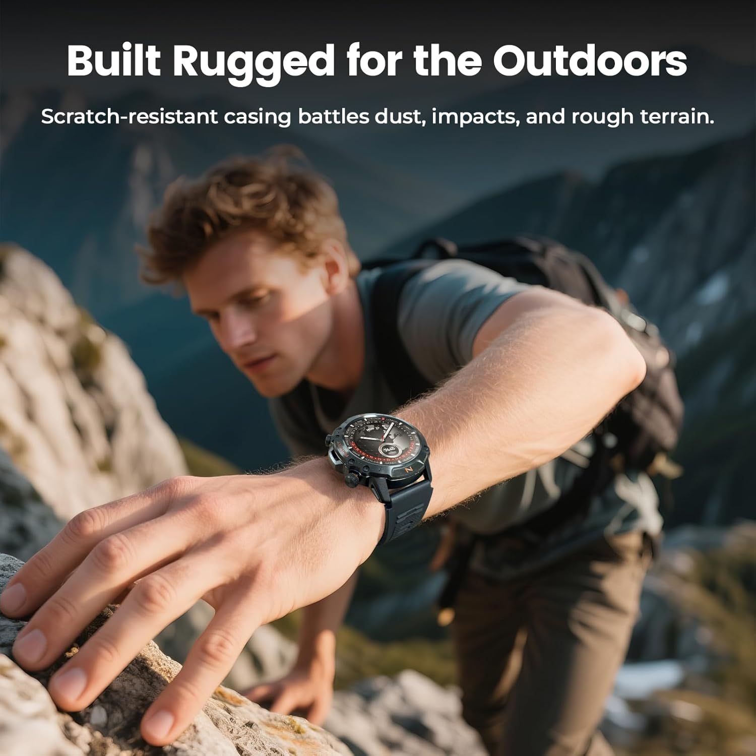 WalkerFit Outdoor Smart Watch for Men, 1.43" AMOLED Black Silicone Band, 5ATM Waterproof for Hiking Climbing Trail Run Swim, 170+ Sports, Compass Heart Rate SpO2, Adventure Watch for iPhone Android - Image 9