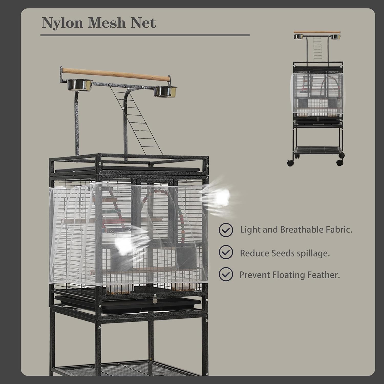 51" Small Bird Cage with Stand,Parakeet Cage, Parrot cage with Parakeet Toys, Bird Cage Accessories for Lovebirds Cockatiel Conure Finch Canary Budgie - Image 4