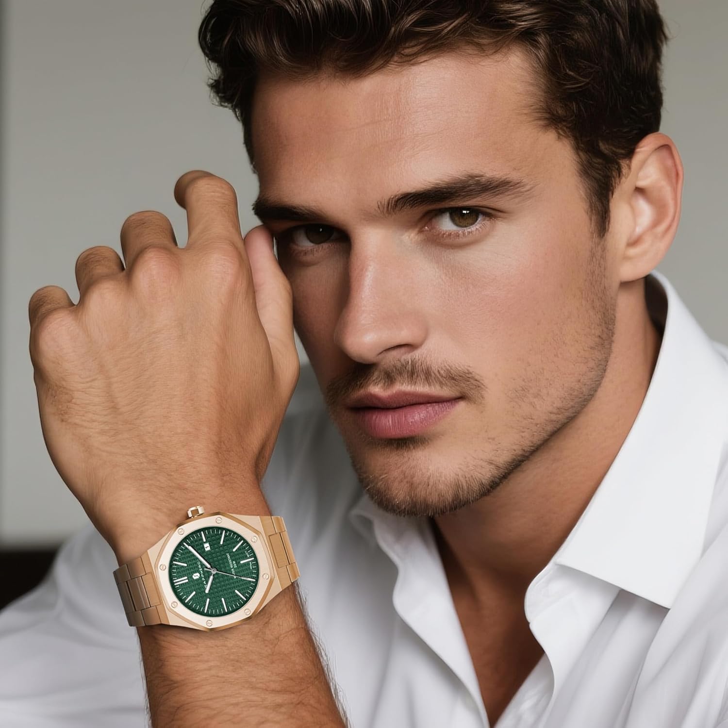 SAPPHERO Watches Men Octagonal Stainless Steel Waterproof Analog Japanese Quartz Wrist Watch Date Classic Business Luxury Watches for Men Elegant Gifts - Image 4