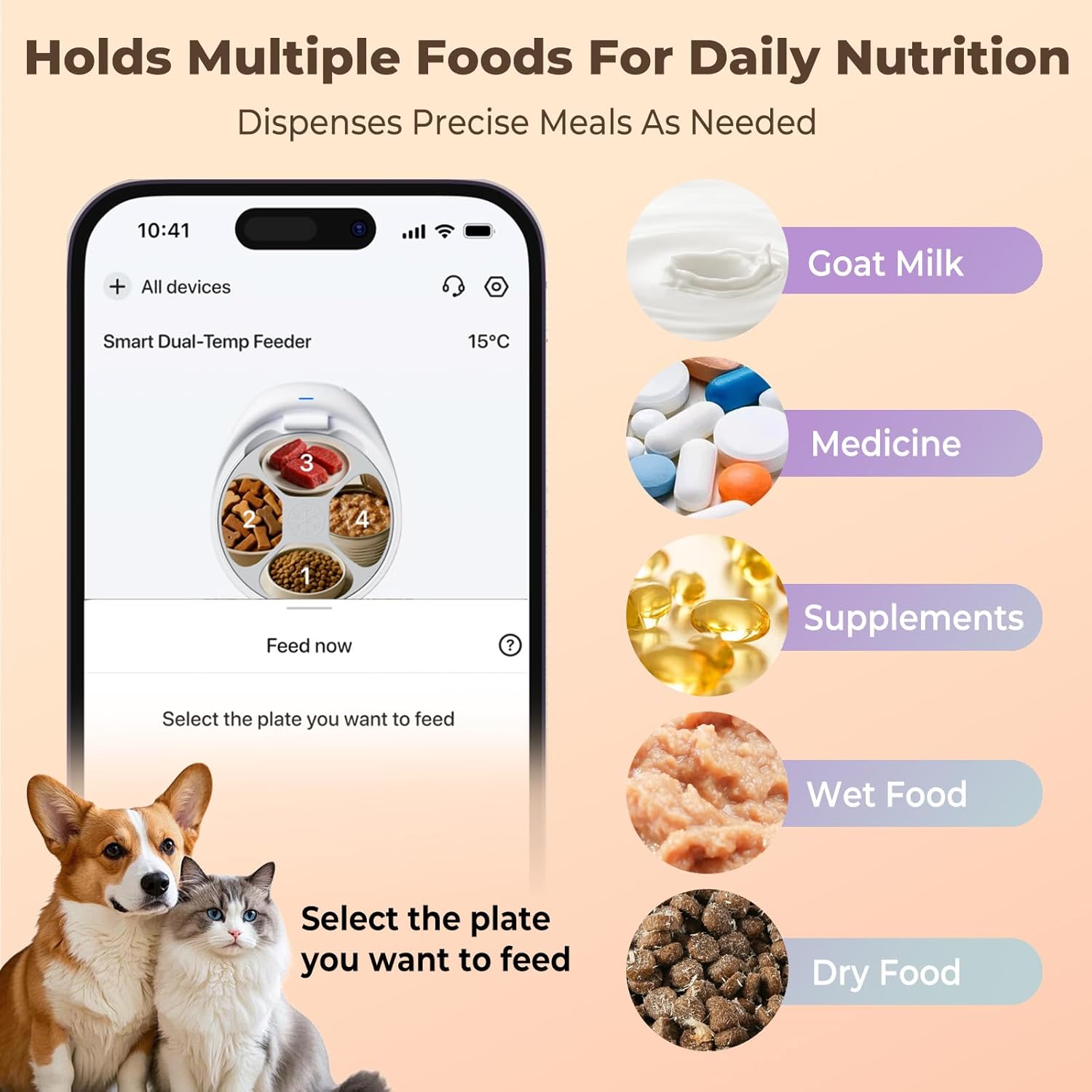 Robotail Automatic Cat Feeder for Wet Food - Fresh for 4 Days, Smart Dual-Temp Semiconductor Cooling & Heating Auto Cat Feeder with Multi-Function App, 4 Fresh Meal, Infrared Sensing, Easy to Clean - Image 5