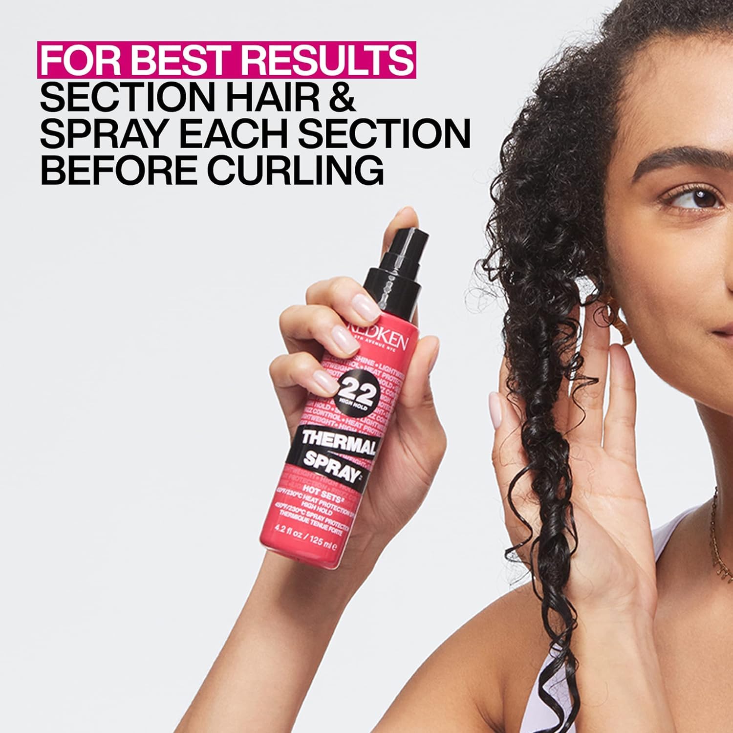 Redken Thermal Spray 22 High Hold - Thermal Heat Protectant and Setting Mist, For Curling and Flat Irons, Lasting Frizz Control & Protects Against Heat Damage - Image 4