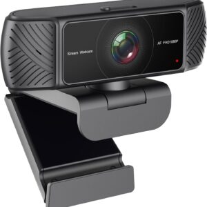 Streaming Webcam for PC – 1080P HD Webcam with Microphone, Privacy Cover, AutoFocus, Noise Cancellation, Auto Light Correction, USB Computer Web Camera, Plug and Play, for Laptop, Desktop, Mac