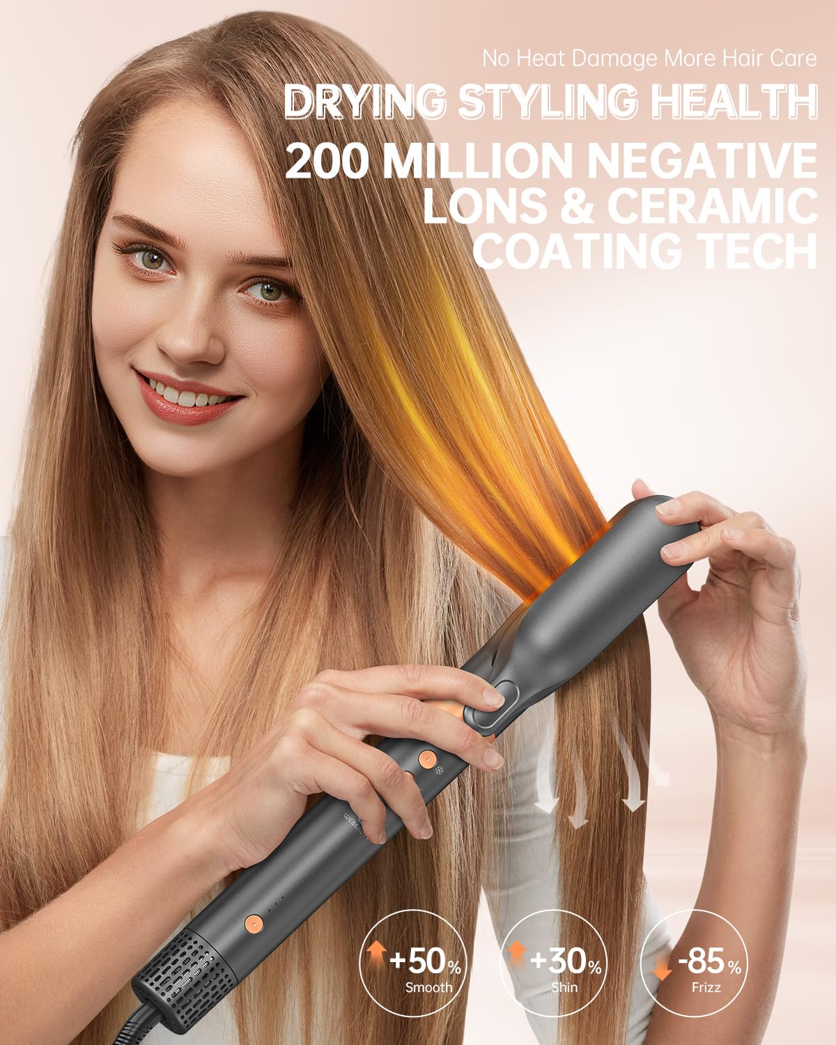 Hair Dryer Brush Air Styler: Dual Voltage 7 in 1 Ionic Multi Styling Tools with Hot Air Straightener, Auto Wrap Curlers, Frizz-Free Volumizer, Fast Blow Drying Curling Straightening and Smoothing - Image 4