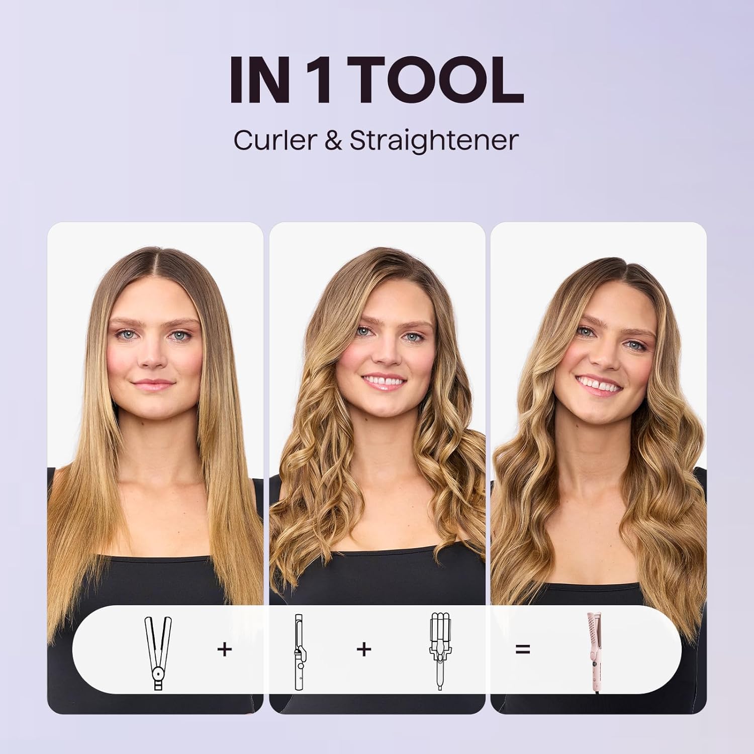 Wavytalk Airflow Styler Whirlwind Curl, Hair Straightener and Curler 2 in 1, Upgraded Curling Iron & Flat Iron Achieve One Pass Curl, Less Damage to Hair - Image 2