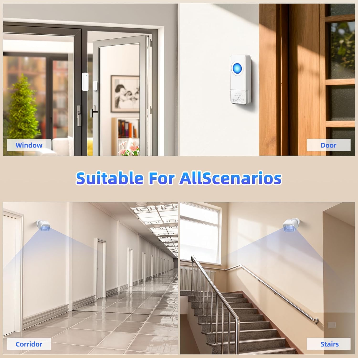 WiFi Sensor, Smart Motion Detector Kit with Phone App Alerts, Includes Gateway Hub, PIR Motion Sensor, Doorbell Button, Door Sensor, DIY Burglar Alarm for Home Business Apartment (Only 2.4GHz) - Image 4