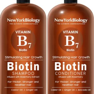 New York Biology Biotin Shampoo and Conditioner Set for Hair Growth and Thinning Hair – Thickening Formula for Hair Loss Treatment – For Men & Women – Anti Dandruff – 16.9 Fl Oz