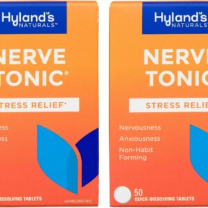 Hyland’s Nerve Tonic Stress Relief Tablets, Natural Relief of Restlessness, Nervousness and Irritability Symptoms, 50 Count (2 Pack)