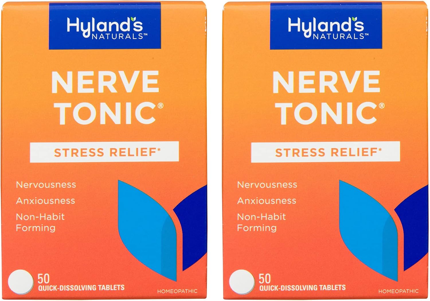 Hyland's Nerve Tonic Stress Relief Tablets, Natural Relief of Restlessness, Nervousness and Irritability Symptoms, 50 Count (2 Pack)