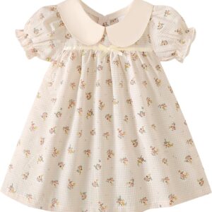 Kucnuzki Baby Girl Clothes Cute Spring Summer Sun Dresses Toddler Casual Puff Sleeve Floral Dress Girls Summer Outfits