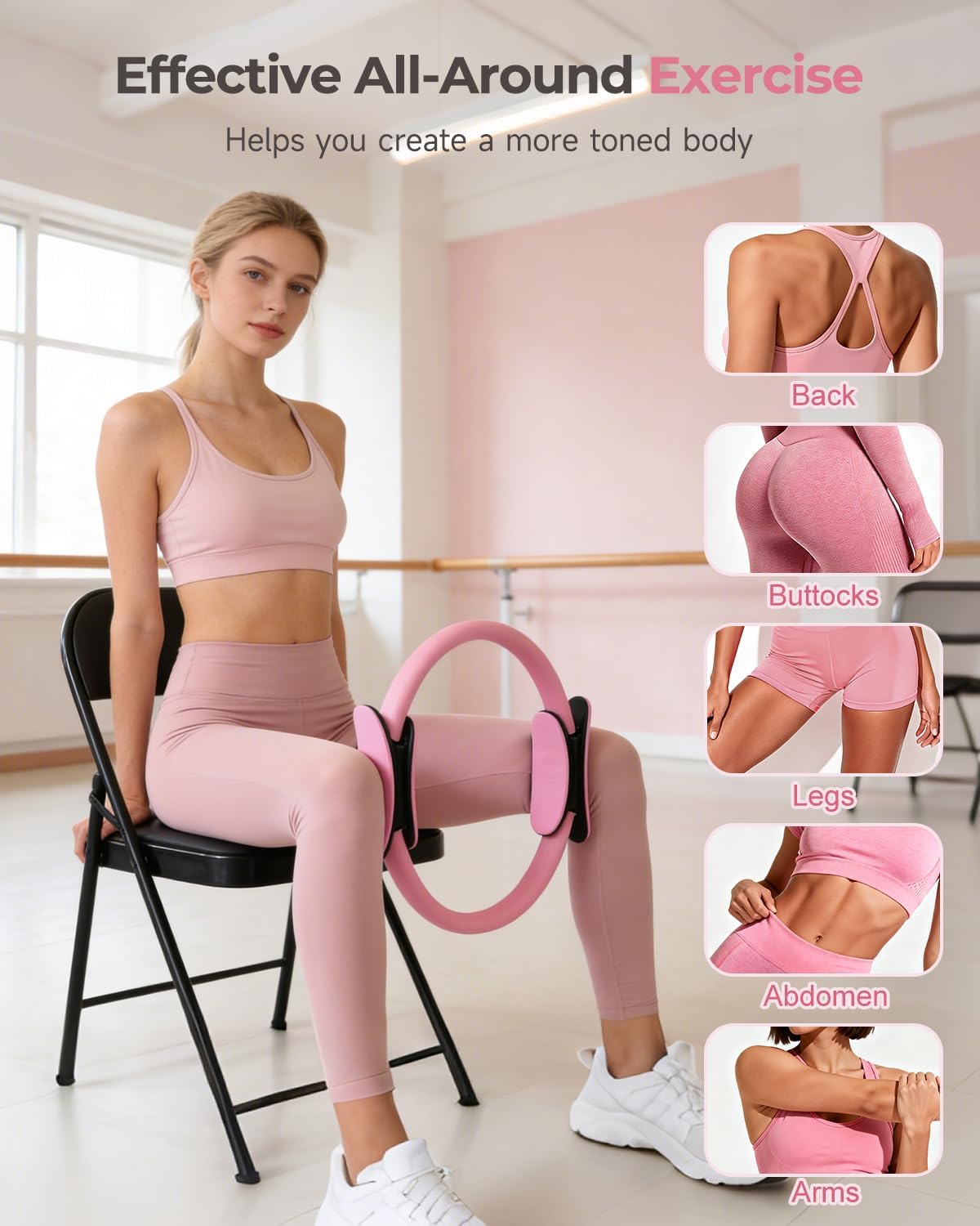 Home Pilates Workout Kit for Women with Guide Video, 12" Pilates Ring and Ball Set, Resistance Bands, Ankle Weight Accessories Workout Essentials Starter Kit for Beginners 28-Day Challenge - Image 9