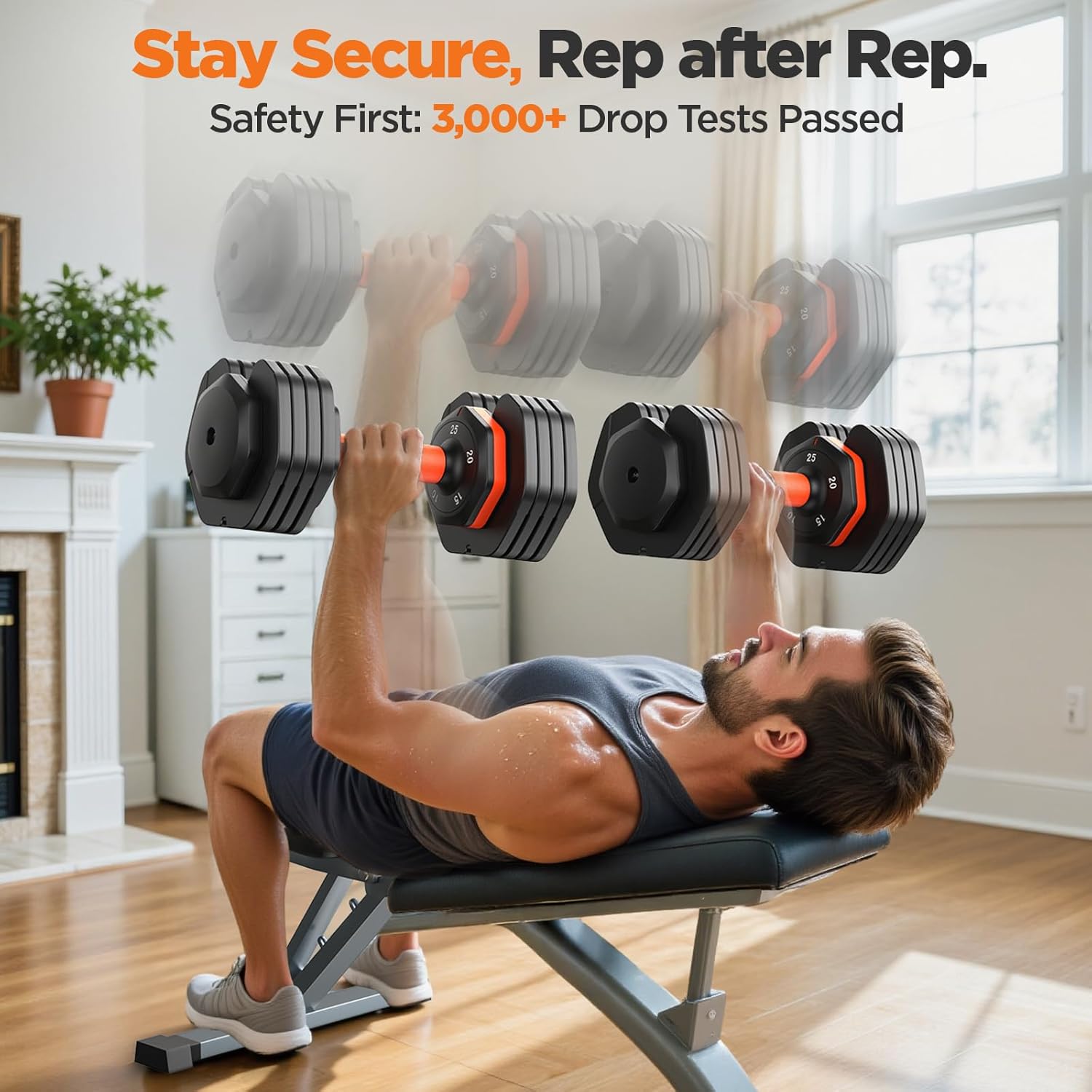 2026 FDB2 Updated Adjustable Dumbbell Set of 2, 110lbs/50lbs Weights Dumbbell Set with Storage Box, 25lbs/55lbs Adjustable Weights with Anti-slip Silicone Grip, Weight Set For Home Gym Suit both Men and Women - Image 3