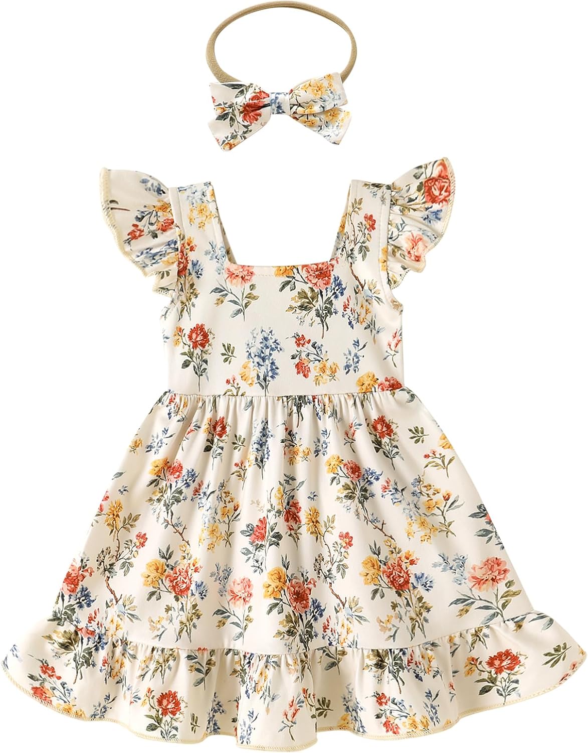 JEELLIGULAR Baby Girl Dresses Strawberry Sundress Toddler Infant Summer Clothes with Cute Bow Headband Playwear Outfits 3-24M