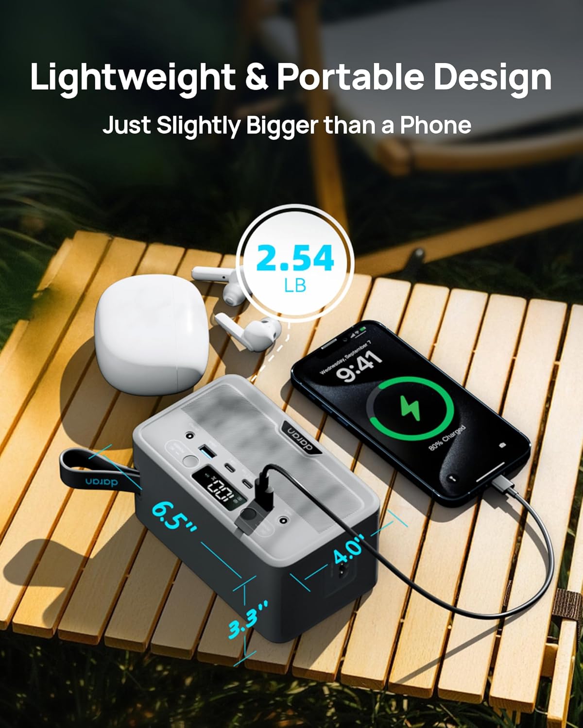 DARAN Portable Power Station 89.6Wh LiFePO4 Battery 100W(200W Peak) Solar Power Bank, Portable Charger Small Generator with AC Outlets & PD Fast Charging for Home/Laptop/Camping(Solar Panel Optional) - Image 4