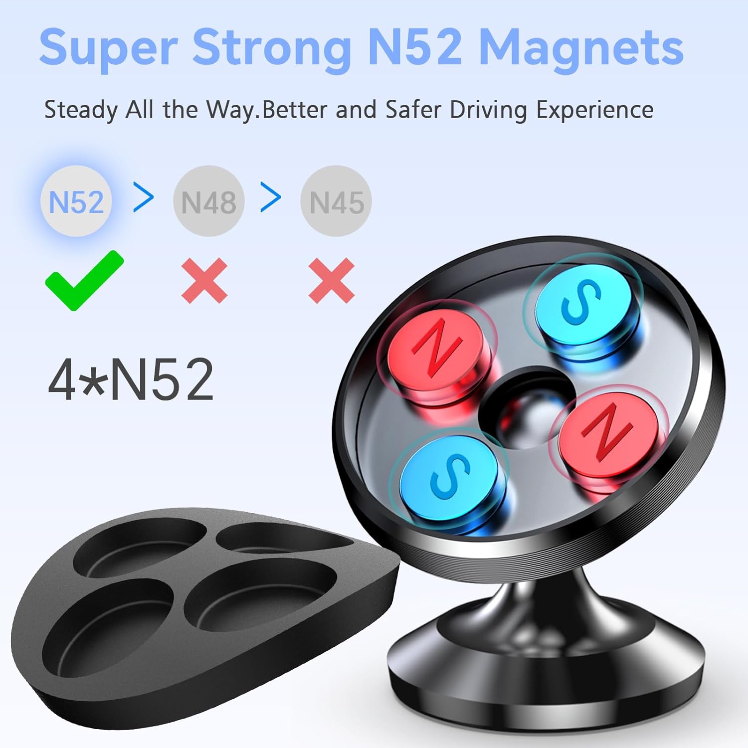 【 2-Pack 】 Magnetic Phone Holder for Car Dashboard【Strong Magnet】iPhone Magnetic Phone Mount for Car Phone Holder 【4 Metal Plate】Cell Phone Holders for Your Car Mount for iPhone 17 Pro Max Air 16 15 - Image 3