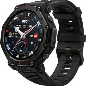 Amazfit T-Rex 3 Pro Outdoor Smart Watch 48mm Sapphire AMOLED Display, Ti Bezel, Dual Band GPS, Offline Maps, 25 Days Battery, Built-in Flashlight, 10 ATM, 180+ Sports Mode for Android & iPhone, Black