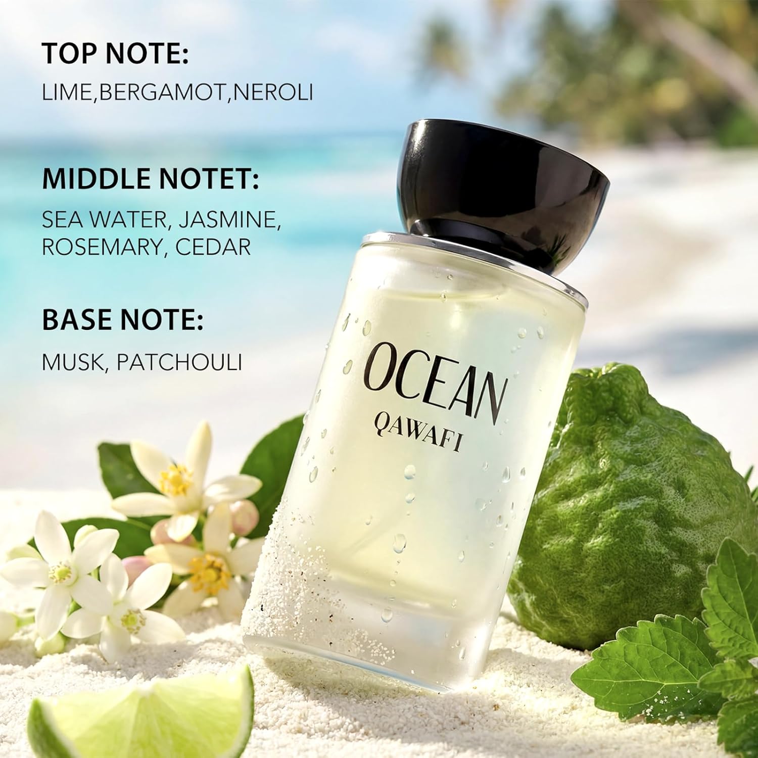 OCEAN Eau de Parfum for Men 1.7oz / 50ml – Fresh Marine Citrus & Clean Woody Musk Cologne, Long Lasting Light Blue Summer Fragrance, Modern Masculine Scent, Vegan - Image 3