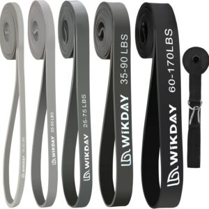 WIKDAY Resistance Bands, Pull Up Bands, Workout Bands for Exercise, Thick Heavy Resistance Band Set with Door Anchor, Elastic Bands for Body Stretching, Training at Home/Gym for Men & Women