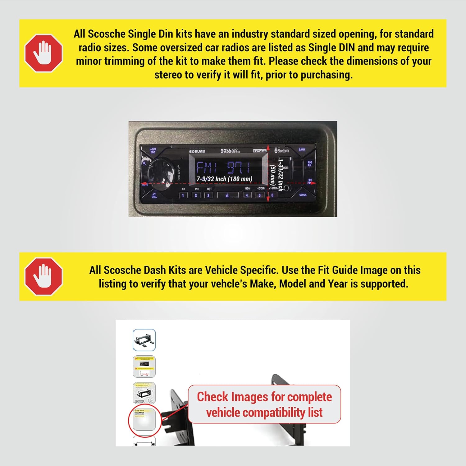 Scosche GM9505CS Complete Single DIN Stereo Installation Kit for Select Non-Amplified 1995-05 GM Full Size Trucks and SUV's - No Steering Wheel Remote - See Fit Guide in Images to Verify Your Vehicle - Image 2